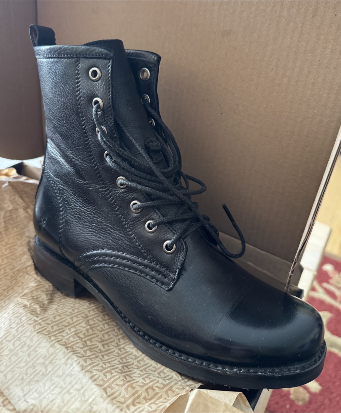 Frye Veronica Combat Boots - Black - Size 8.5M - photo 2
