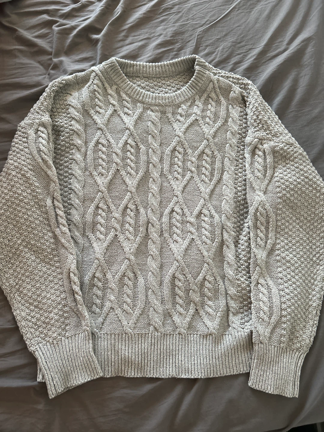 New Gray Cable Knit Sweater
