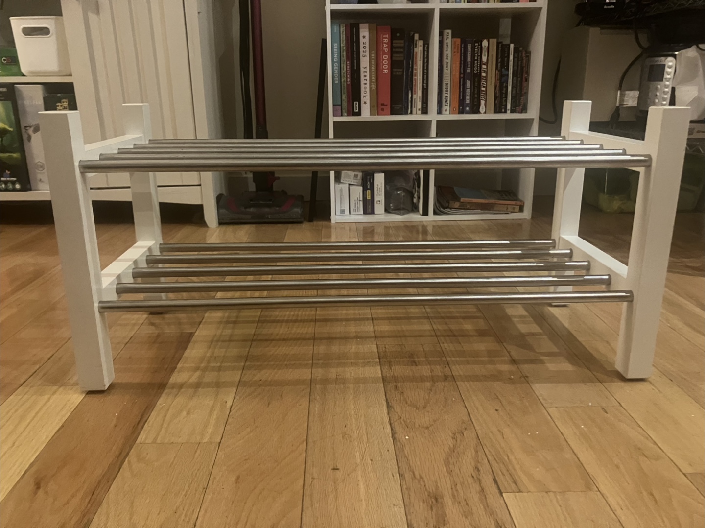 white shoe rack