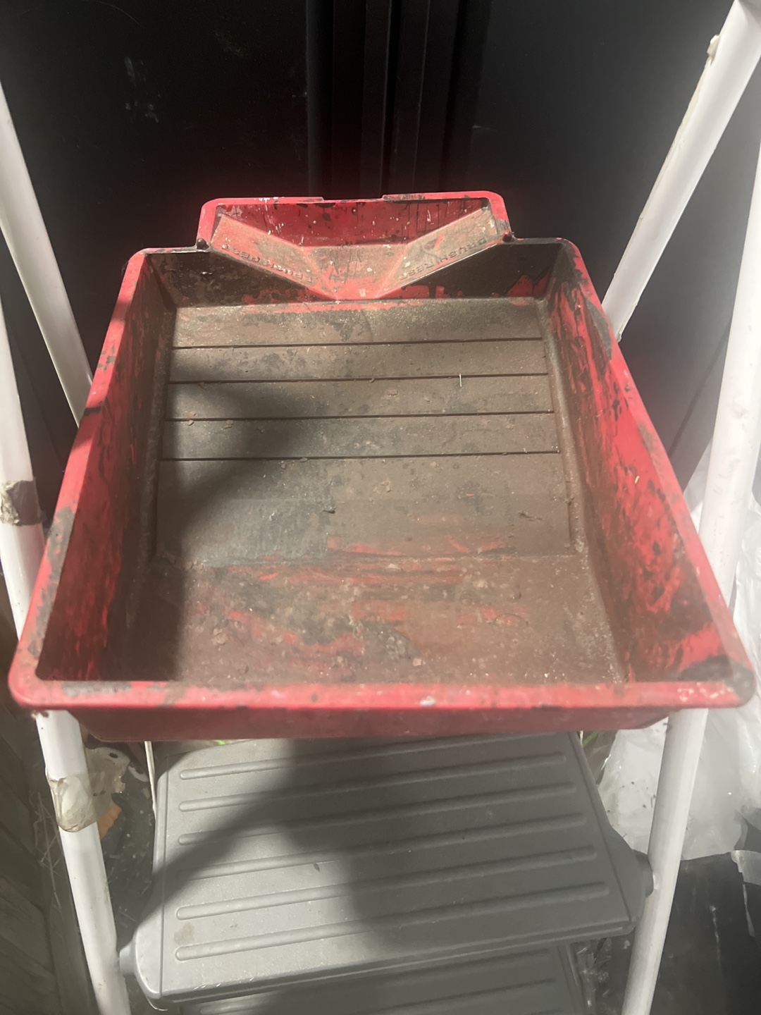 Used Red Paint Tray