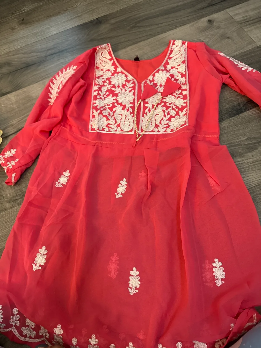 Women's Embroidered kurti - Pink & Black image indicator(2)