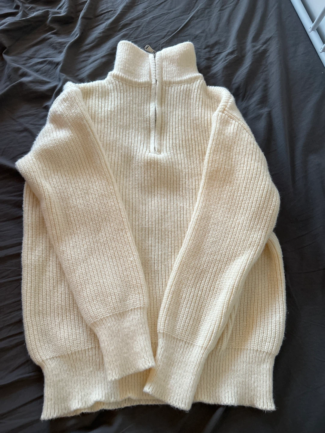 New Cream Half-Zip Knit Sweater