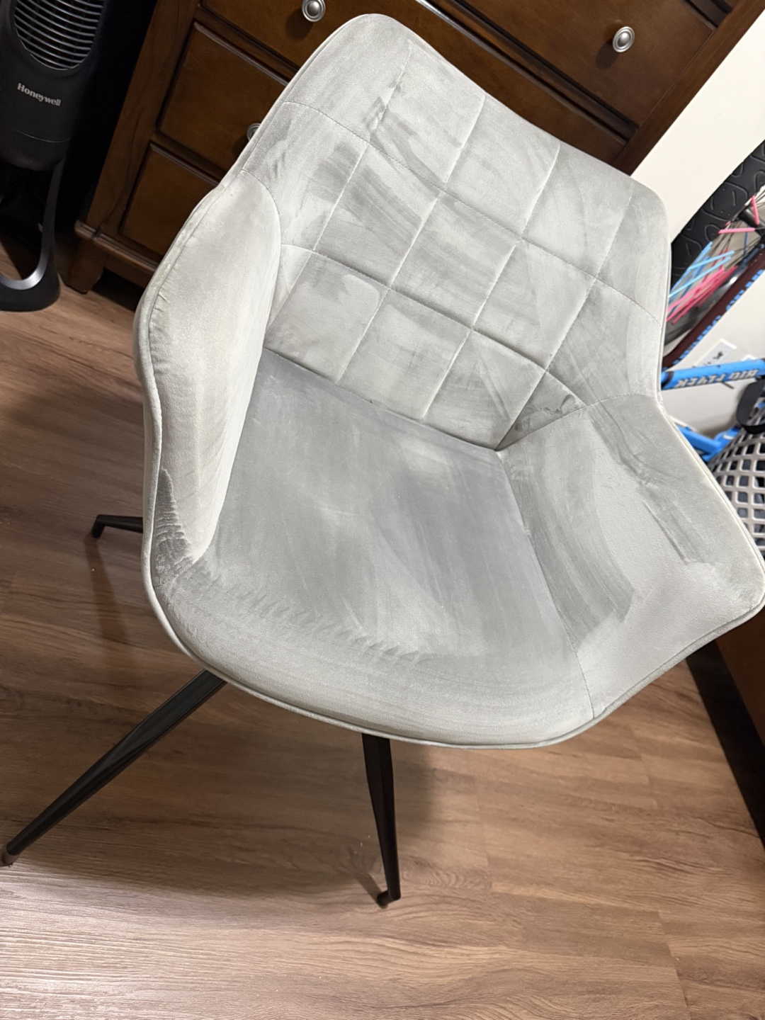Wayfair Gray Velvet Accent Chair (Suede Material)