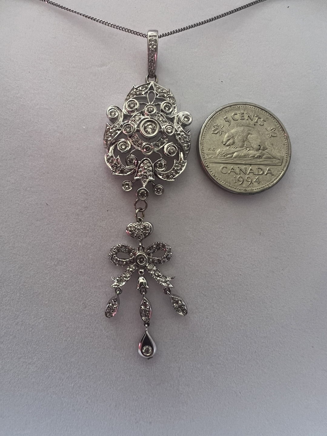 14K diamond pendant and chain w/appraisal - photo 4