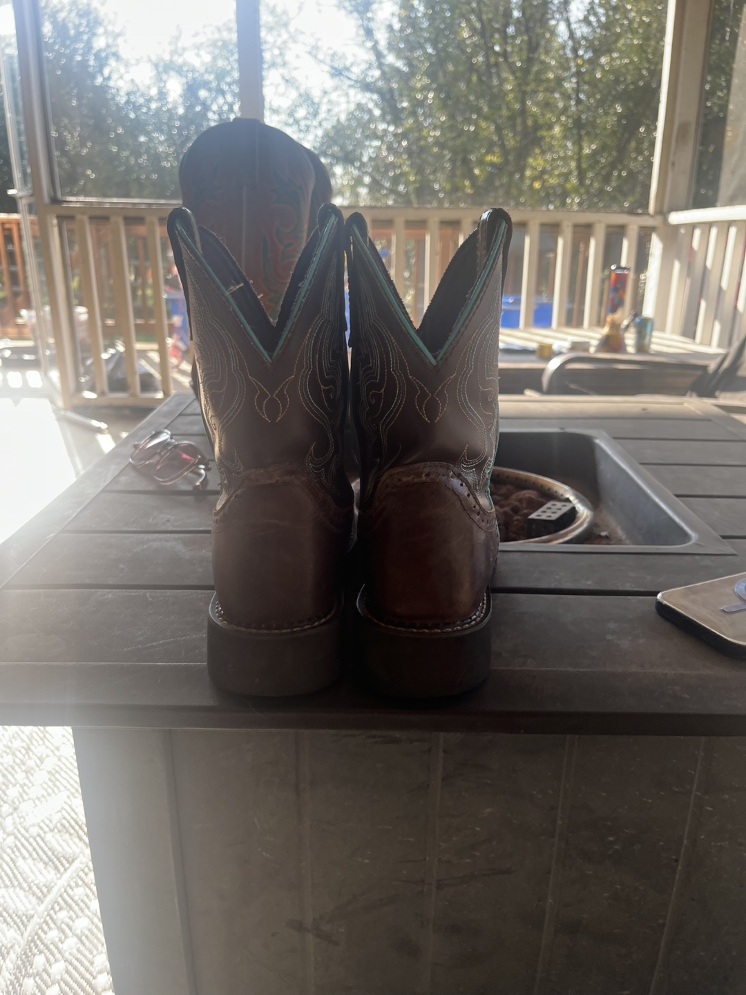 Ariat Brown Leather Western Boots Size 7B - photo 2
