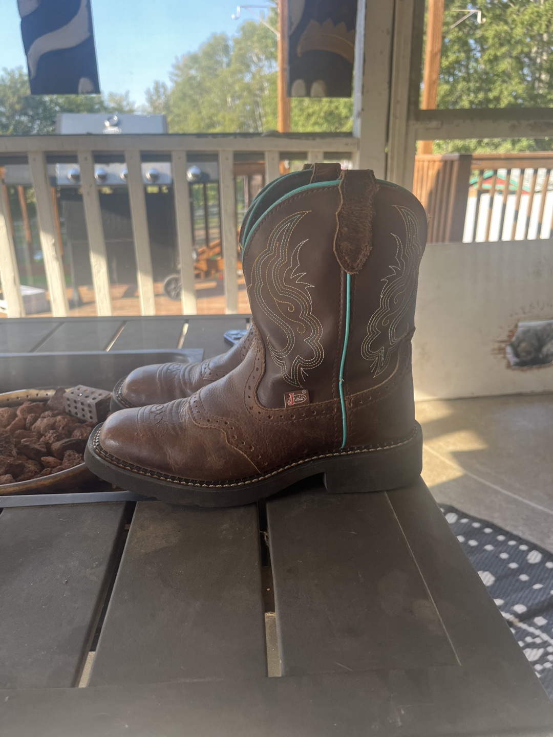 Ariat Brown Leather Western Boots Size 7B - photo 3