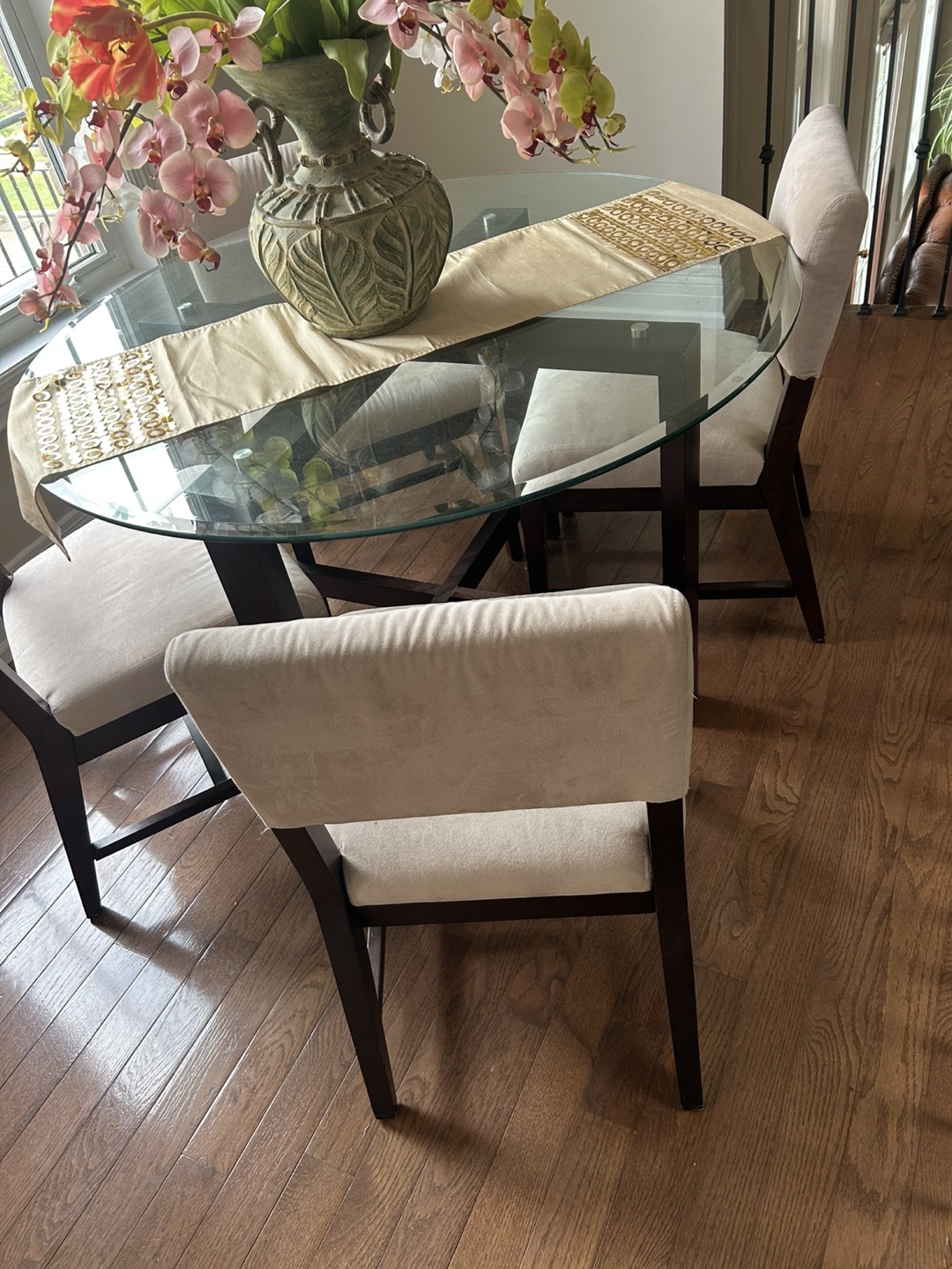 Glass Dining Table with 4 Chairs