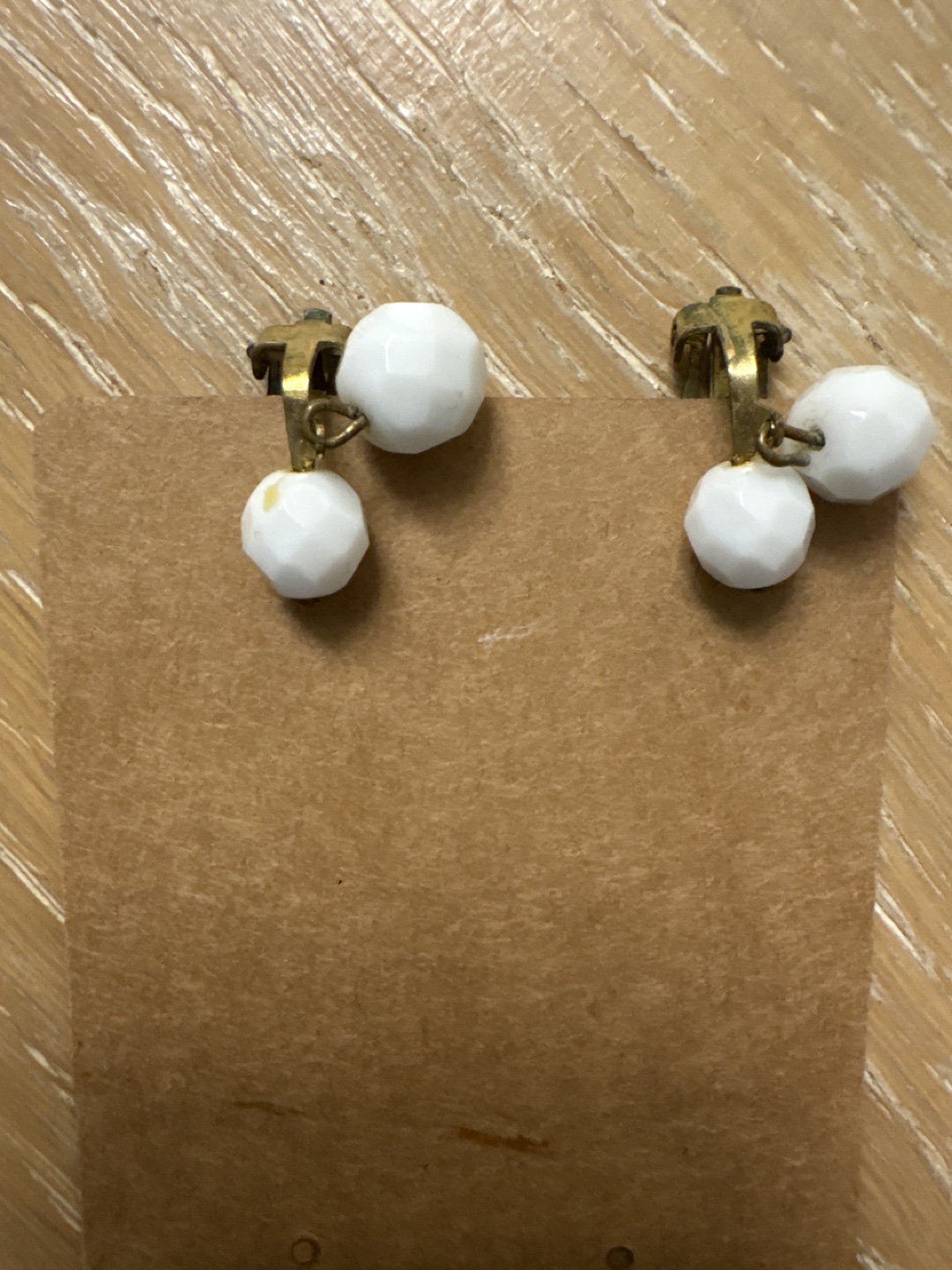 White Bead Clip-on Earrings
