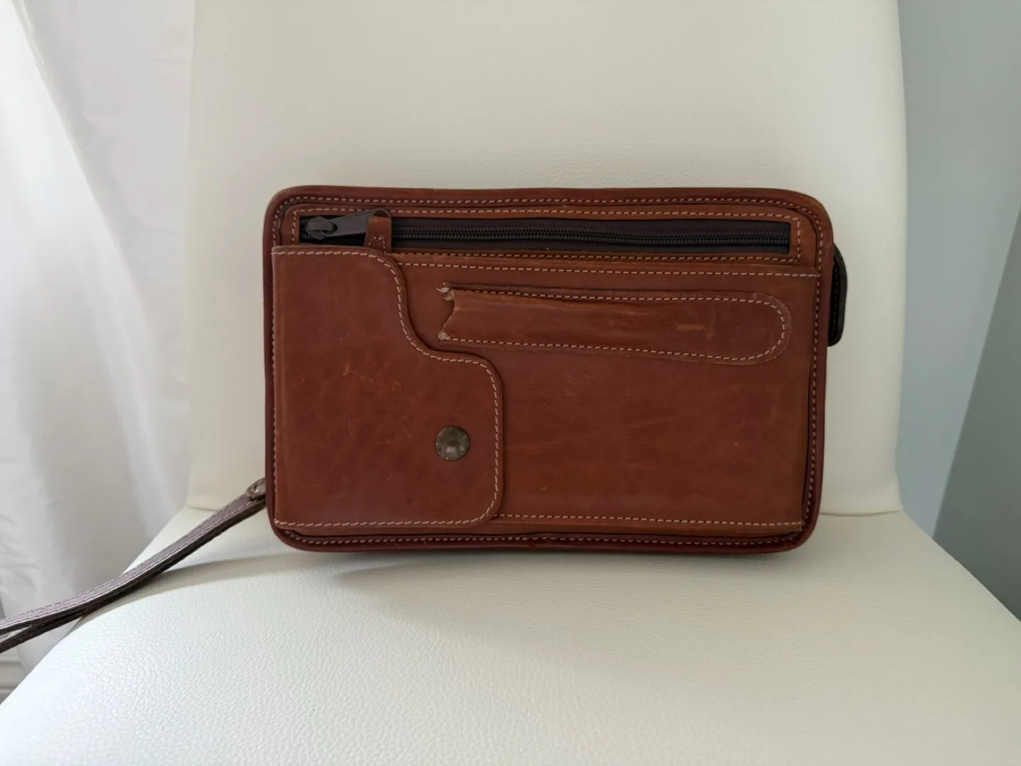 Schlesinger Brown Leather Clutch Bag thumbnail