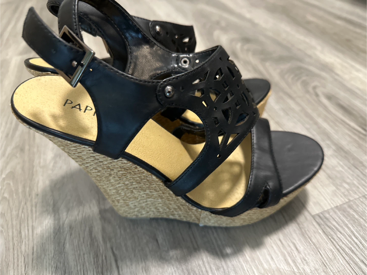Black Wedge Sandals