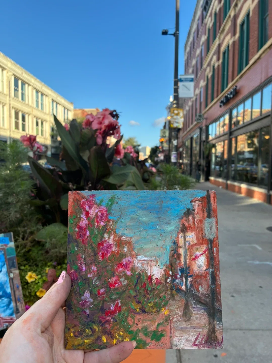 Original Oil Painting - Floral Street Scene thumbnail