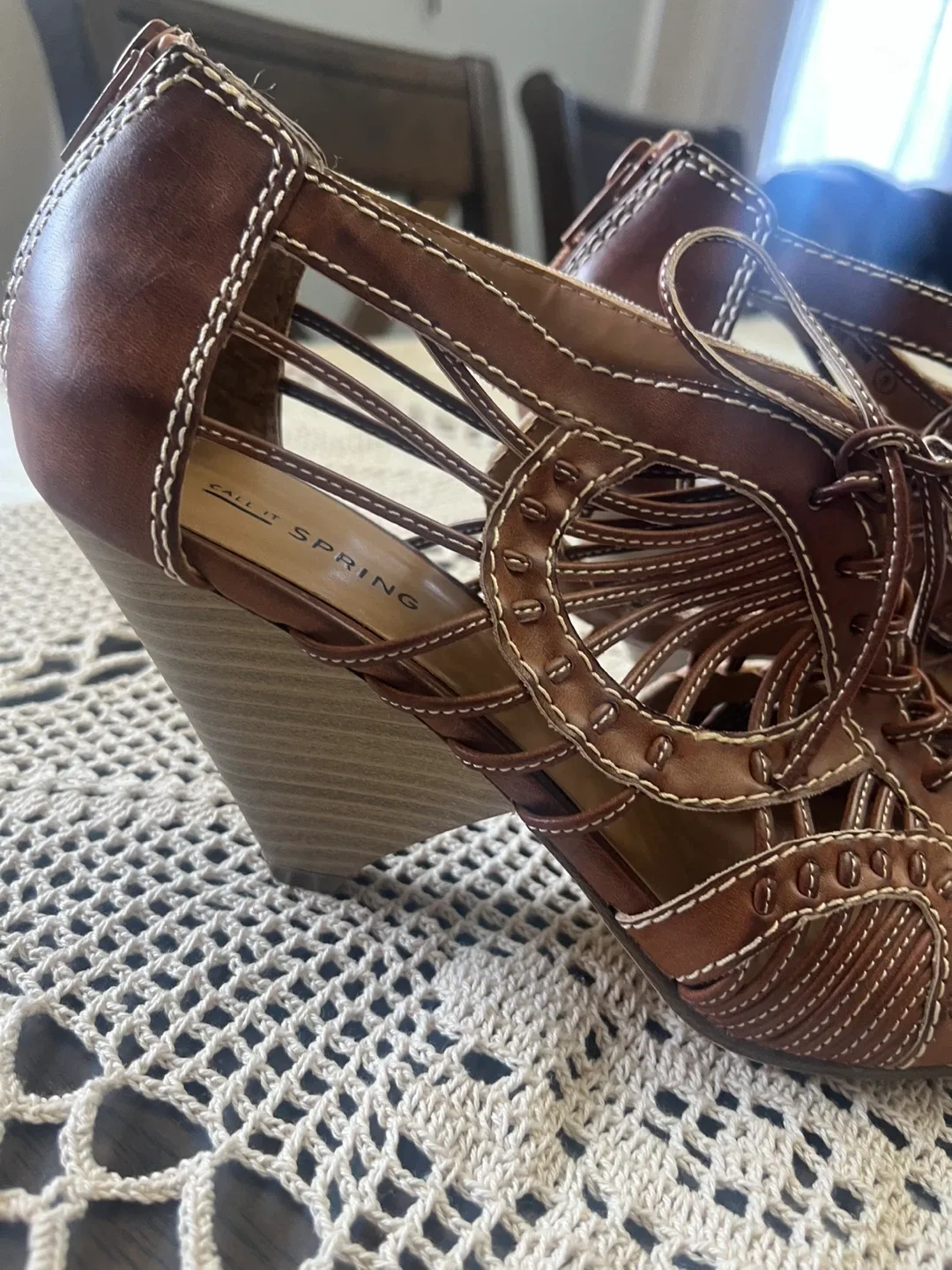 Call It Spring Brown Wedge Heels - Size 8 thumbnail