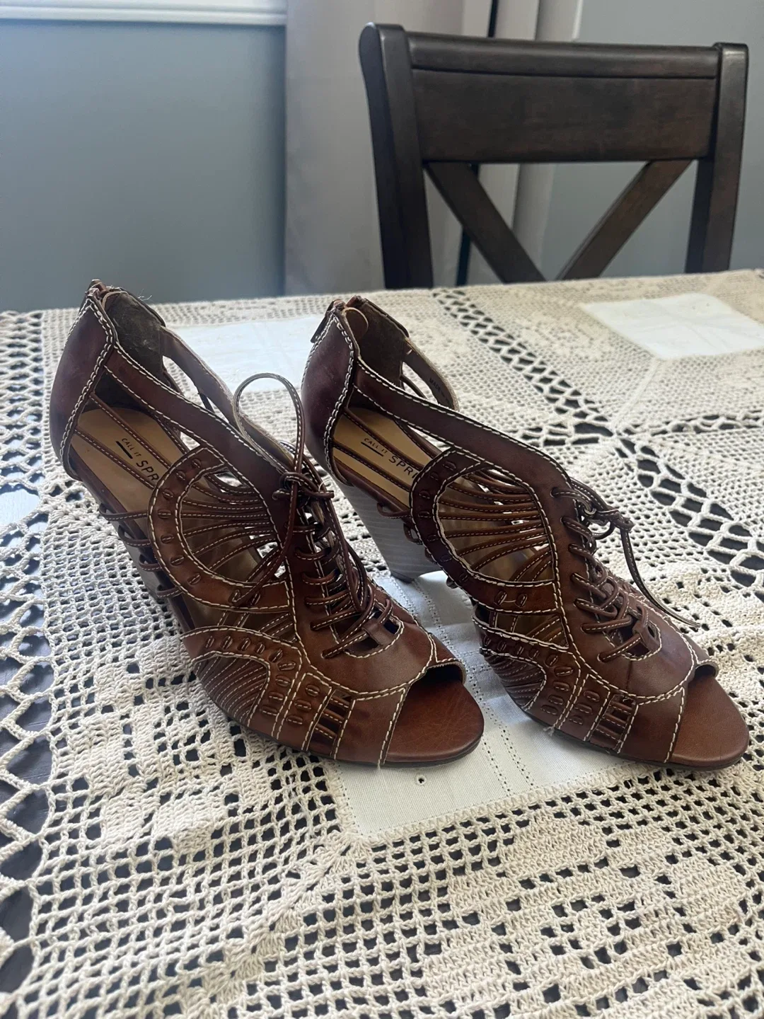 Call It Spring Brown Wedge Heels - Size 8 image indicator(2)