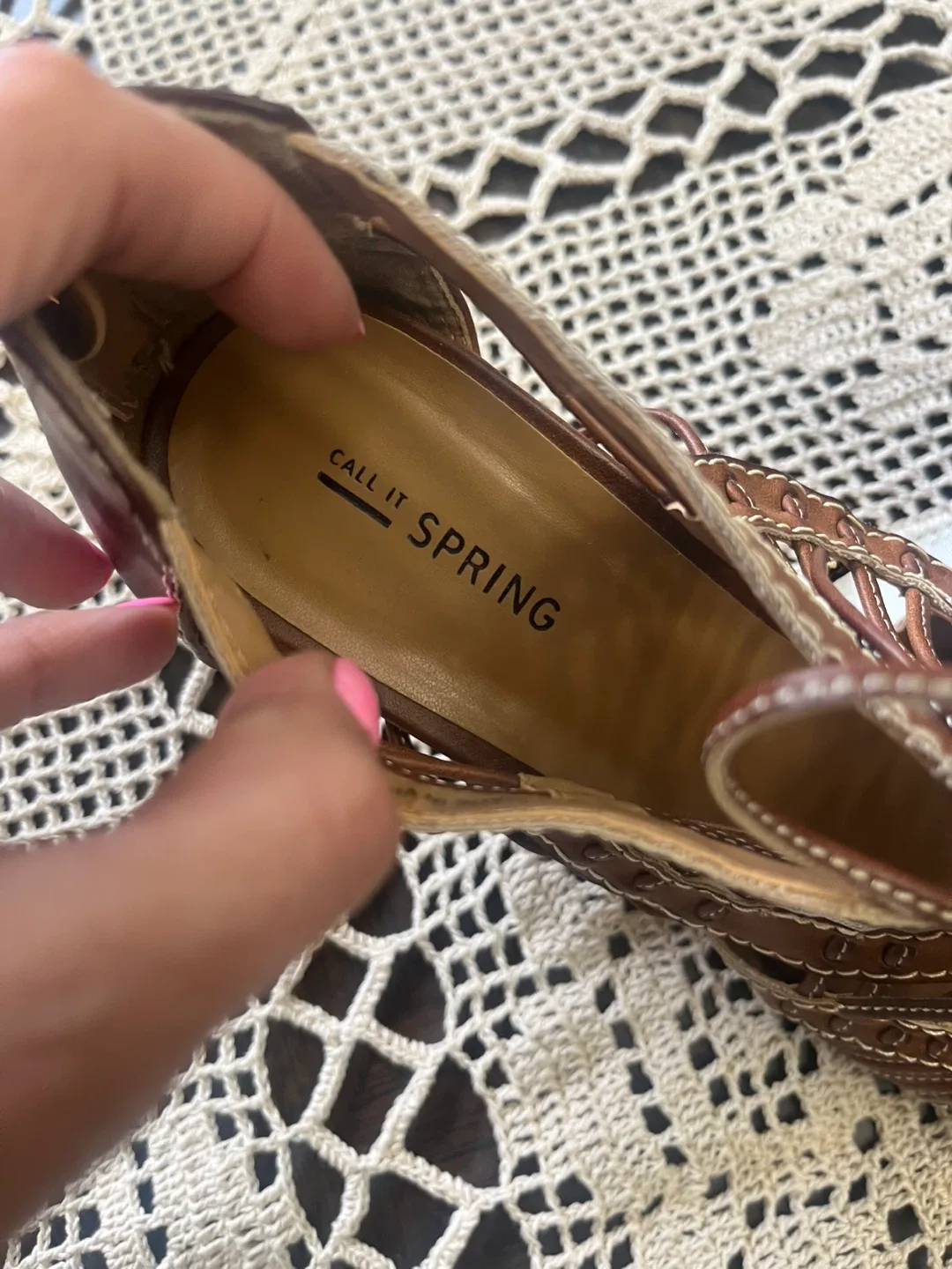 Call It Spring Brown Wedge Heels - Size 8 image indicator(3)