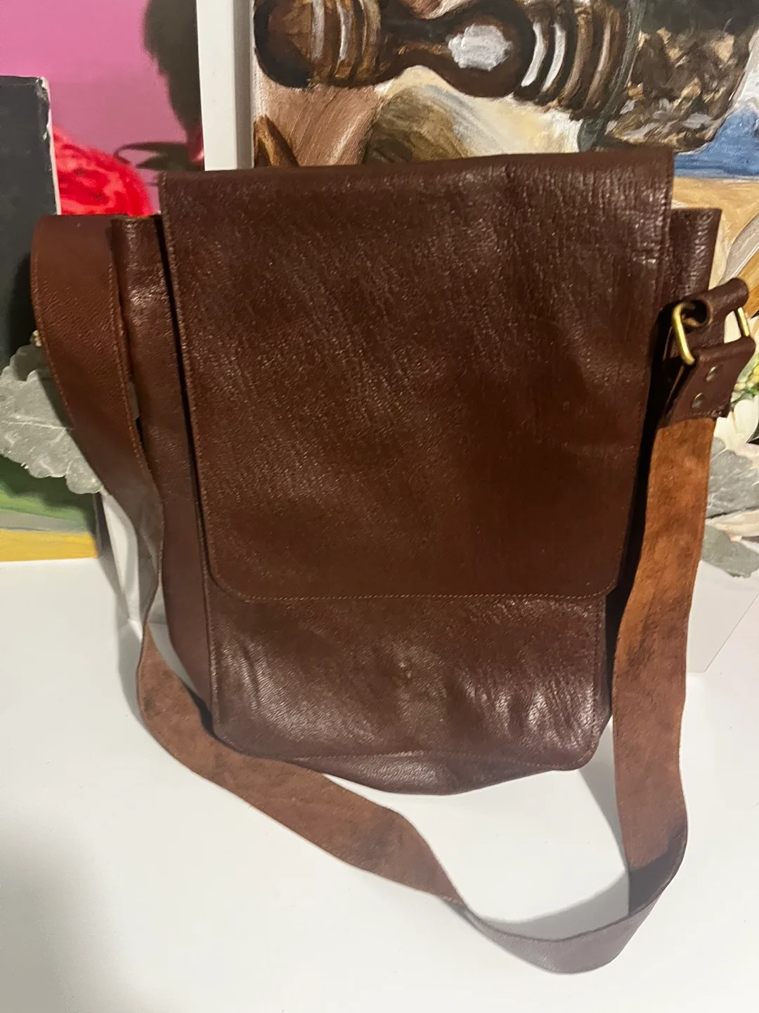 Brown Leather Messenger Bag thumbnail