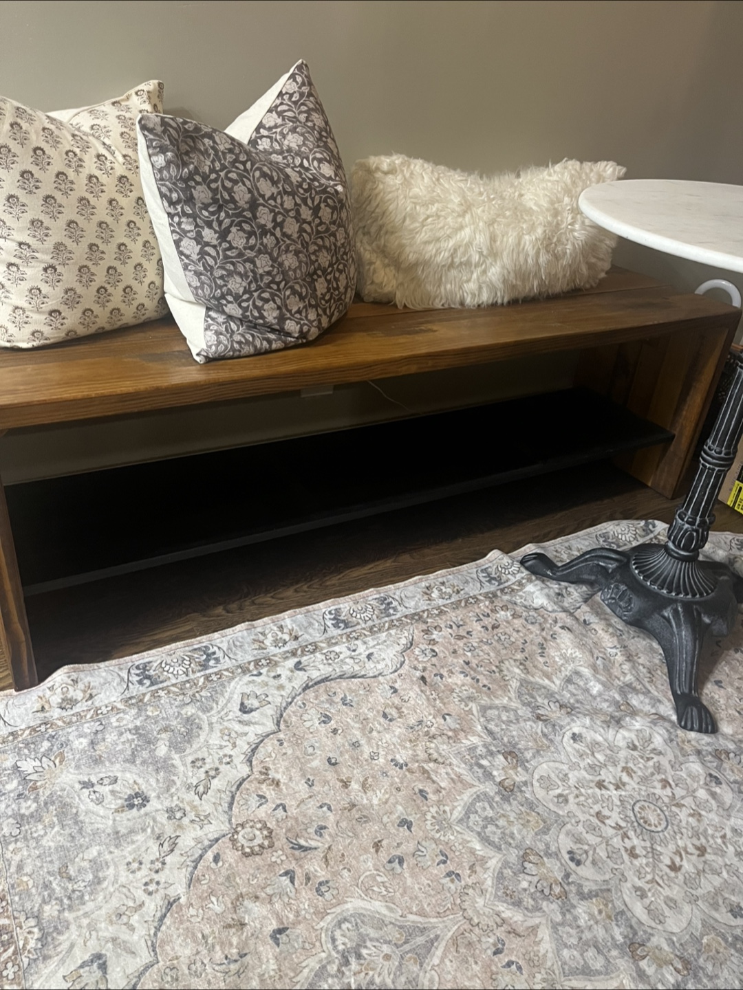Wooden Bench with Shelf