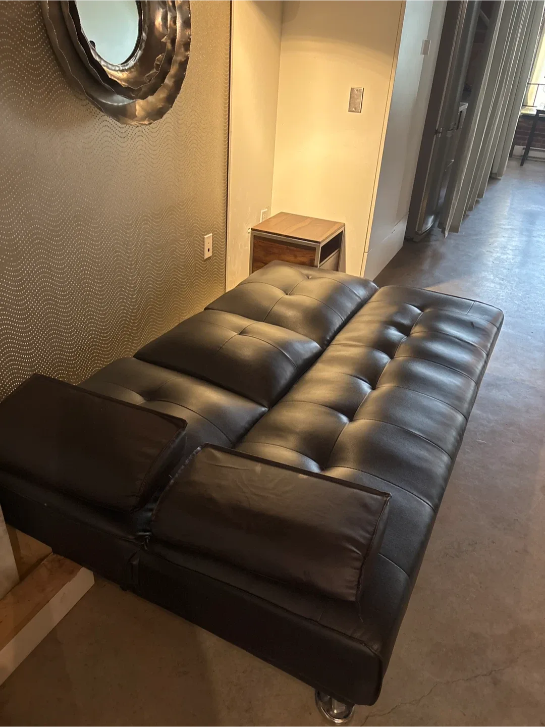 Black Faux Leather Sofa Bed image indicator(2)