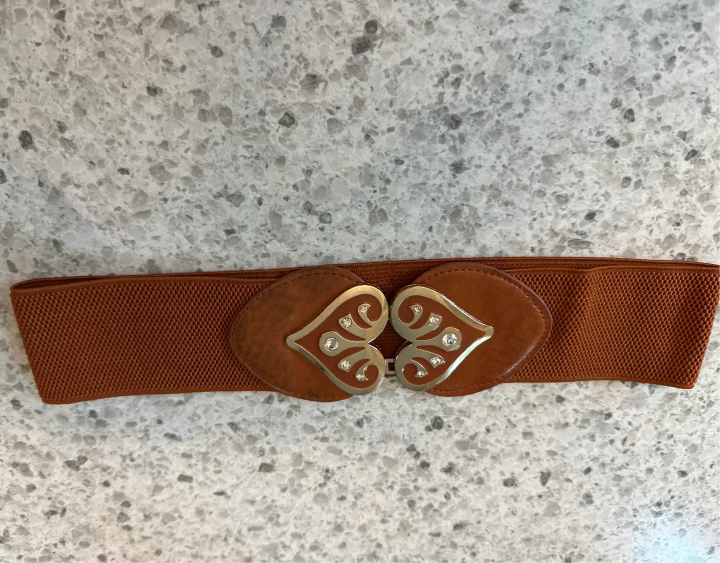 Brown Elastic Belt with Heart Buckle thumbnail