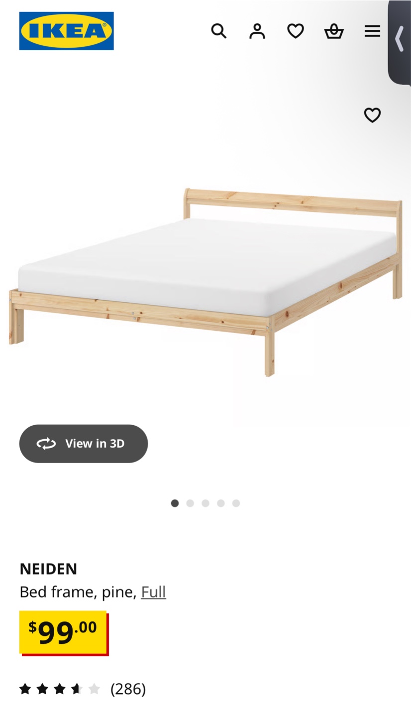 IKEA Neiden Bed Frame, Morgedal Mattress, Luröy Slats - photo 2