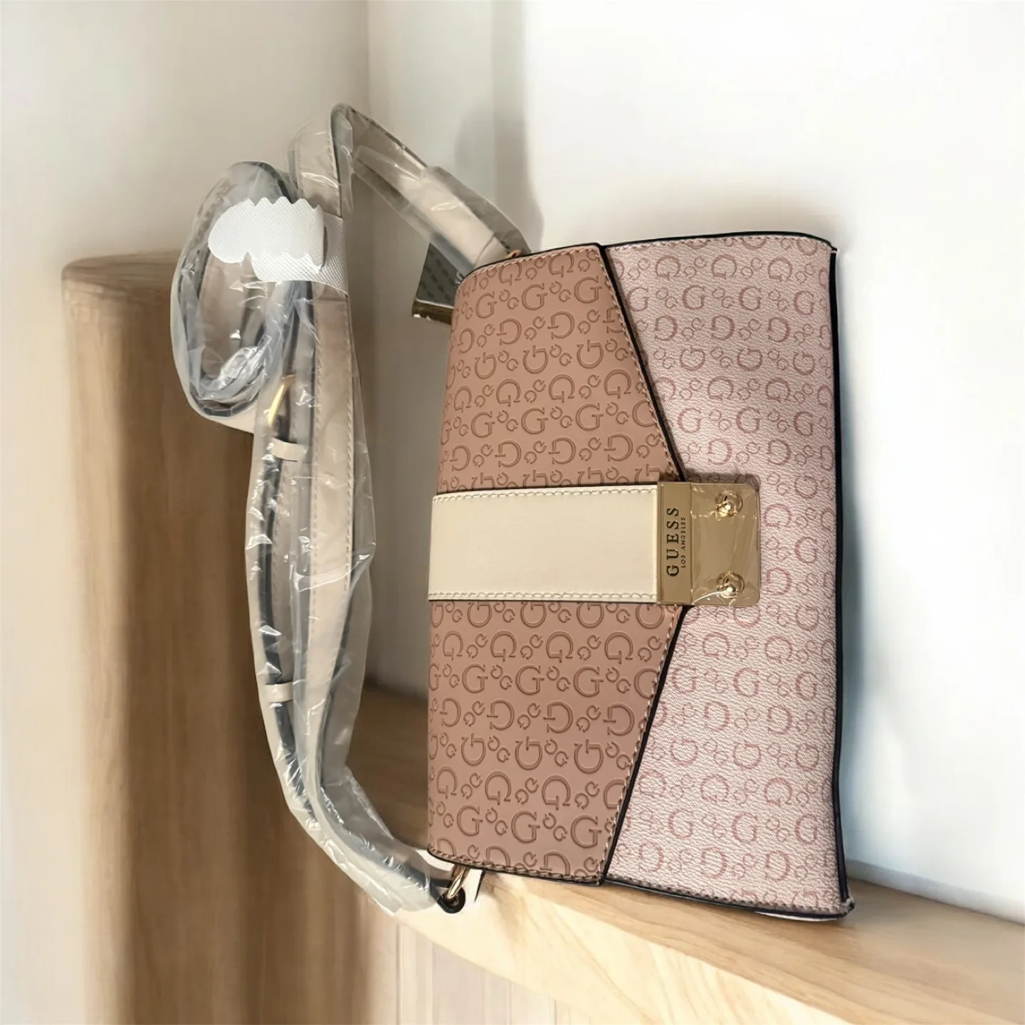 Guess Beige/Pink Patterned Shoulder Bag - New image indicator(3)