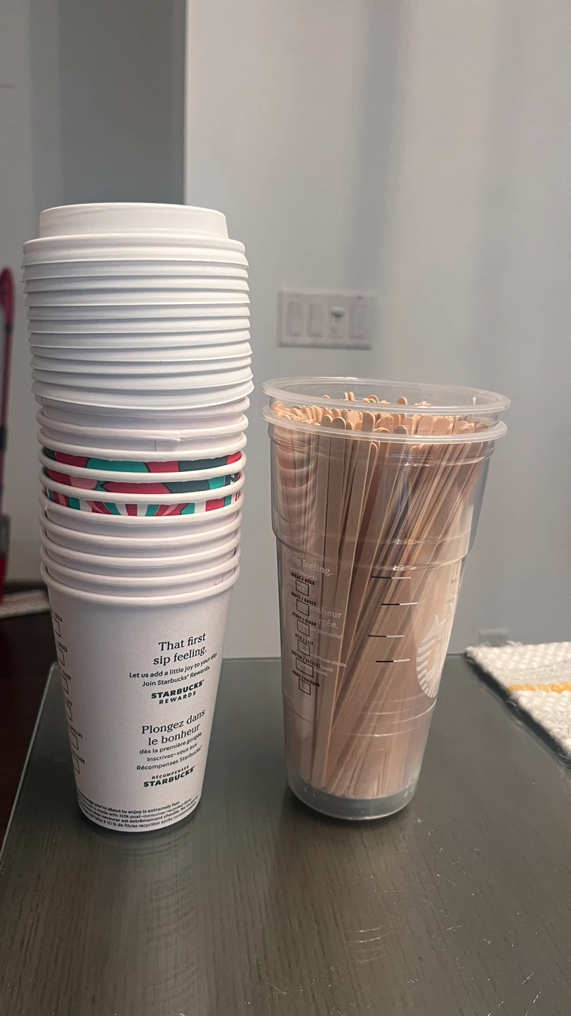 Free Coffee cups, popping corn, tooth picks, stirrers