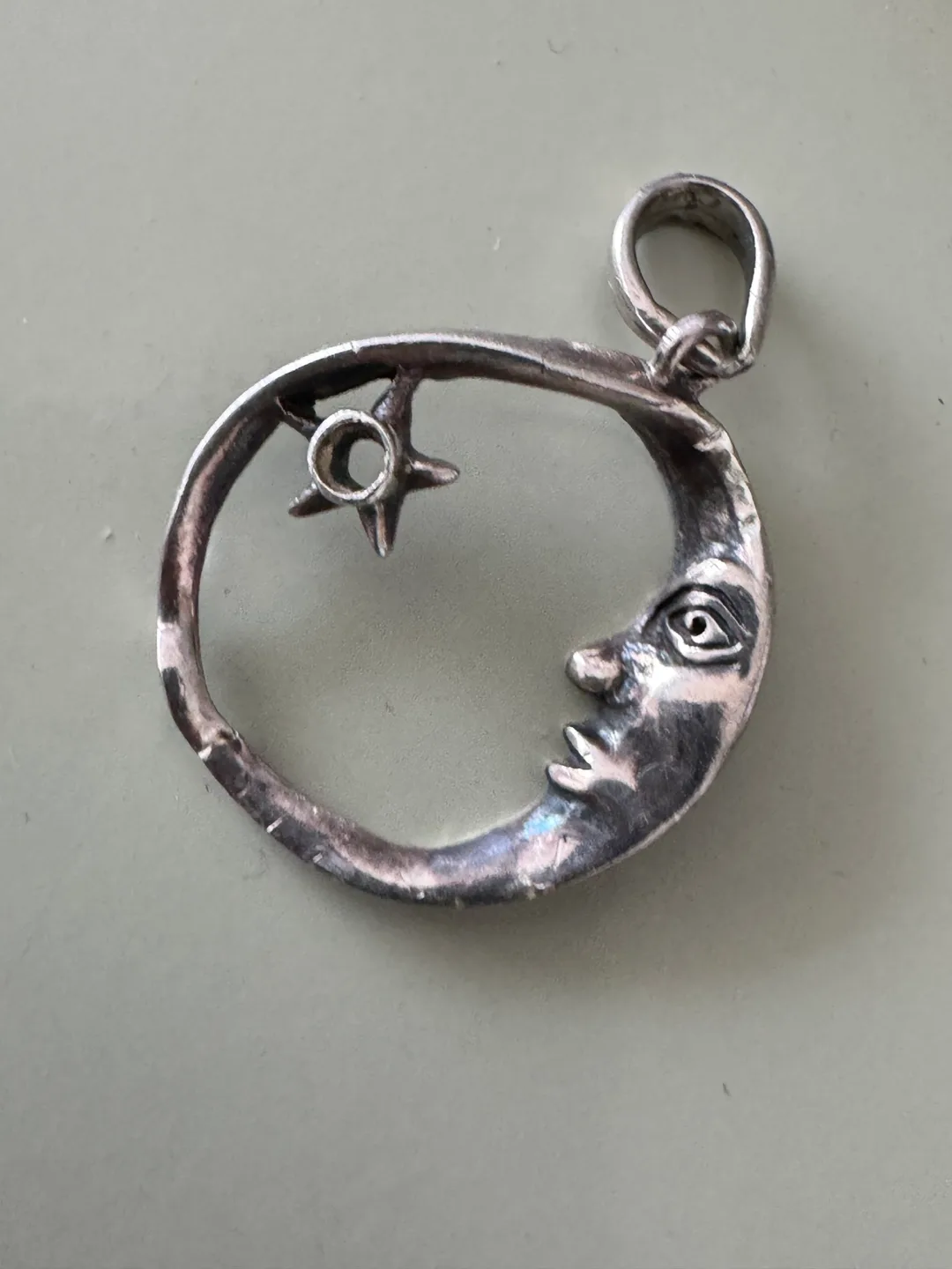 vintage Silver Moon & Star Pendant thumbnail