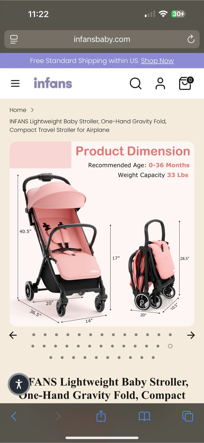 Infans Lightweight Baby travel Stroller, Pink, brand New - photo 5