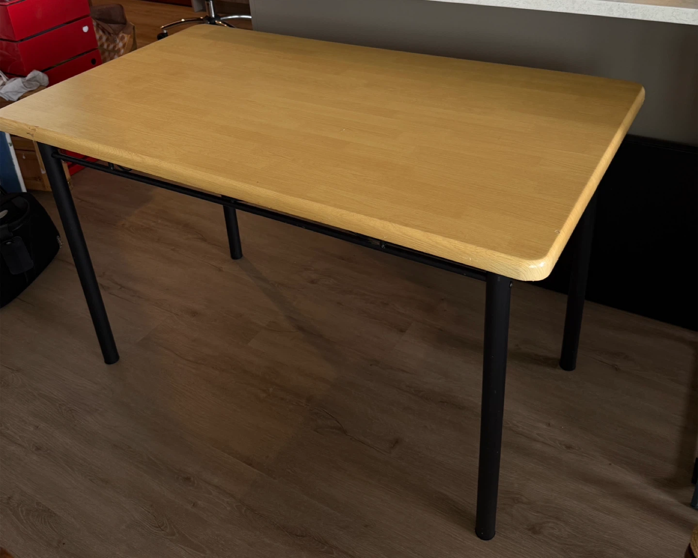 Natural oak look Table with Black Legs