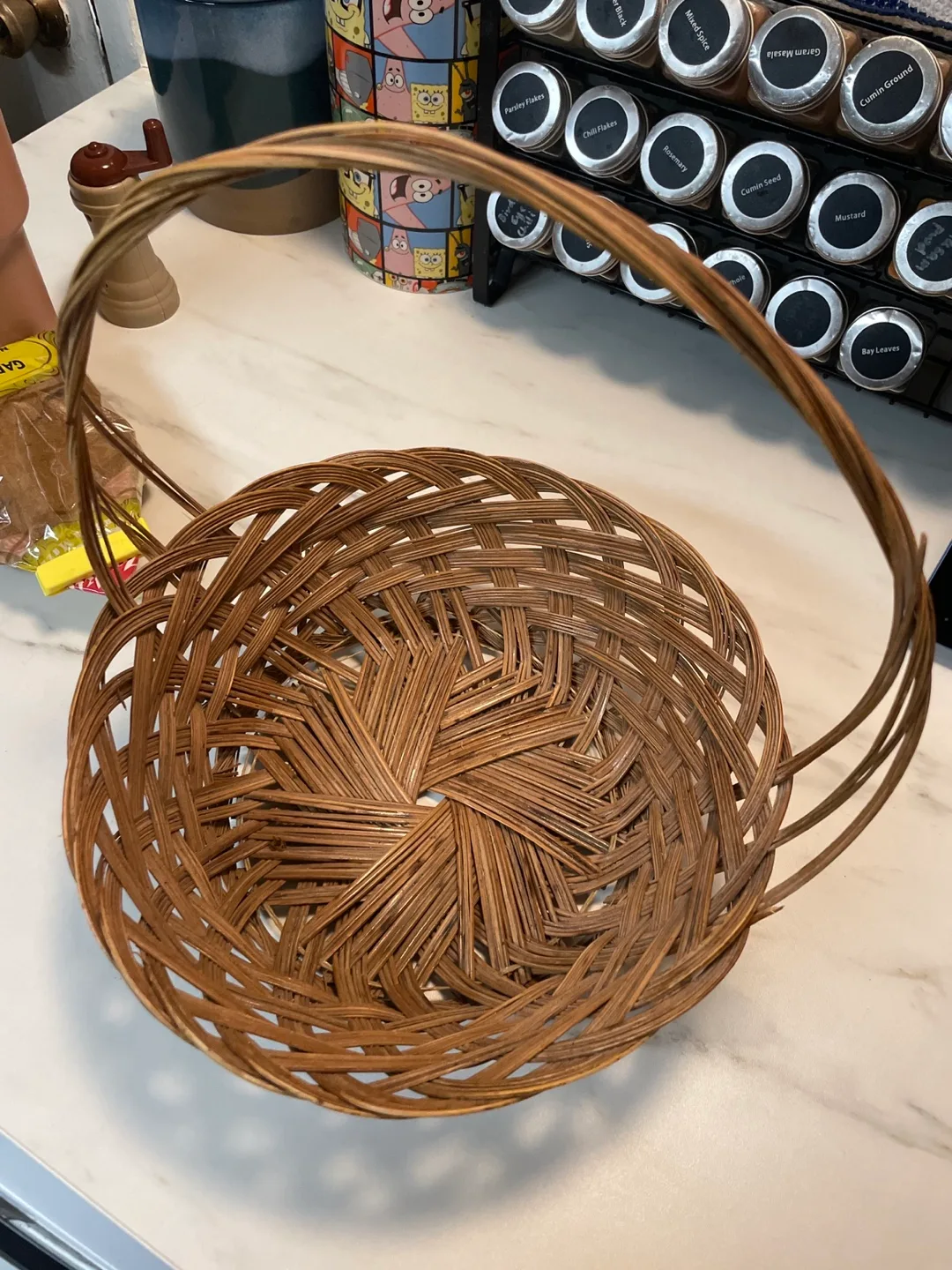 Woven Wicker Basket with Handle thumbnail