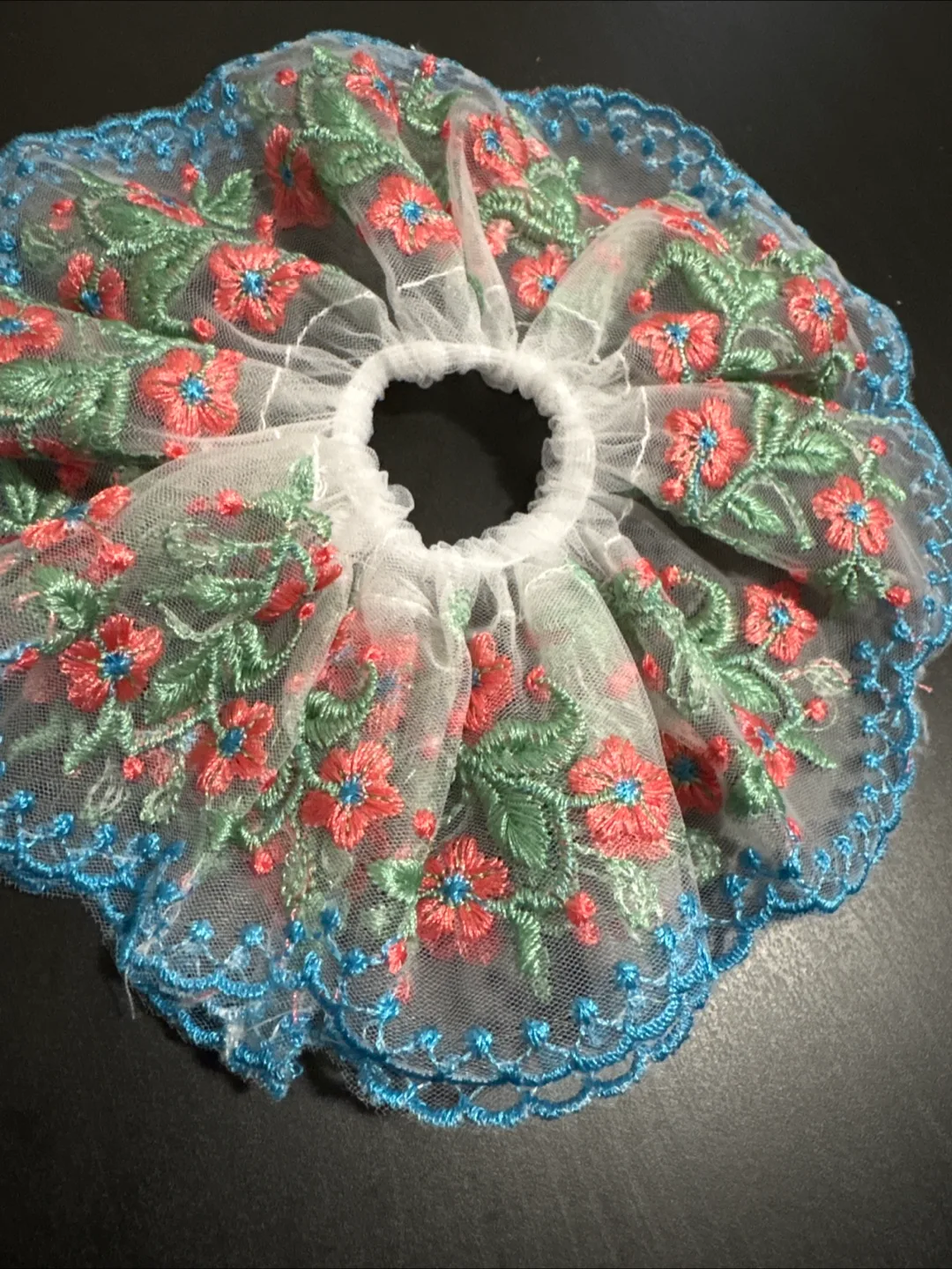 Floral Embroidered Hair Scrunchie thumbnail