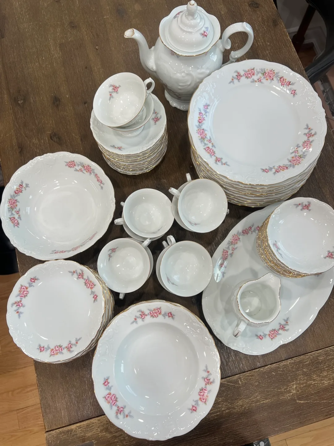 Vintage China Set with Floral Design thumbnail