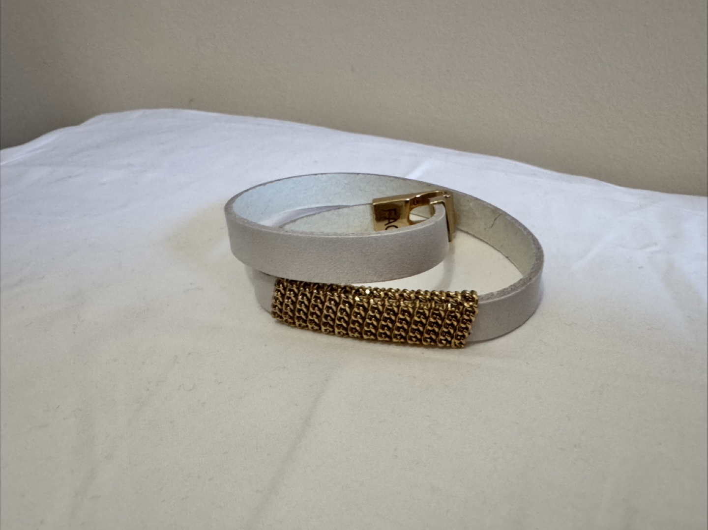 FAC Leather Bracelet - White & Gold - photo 4
