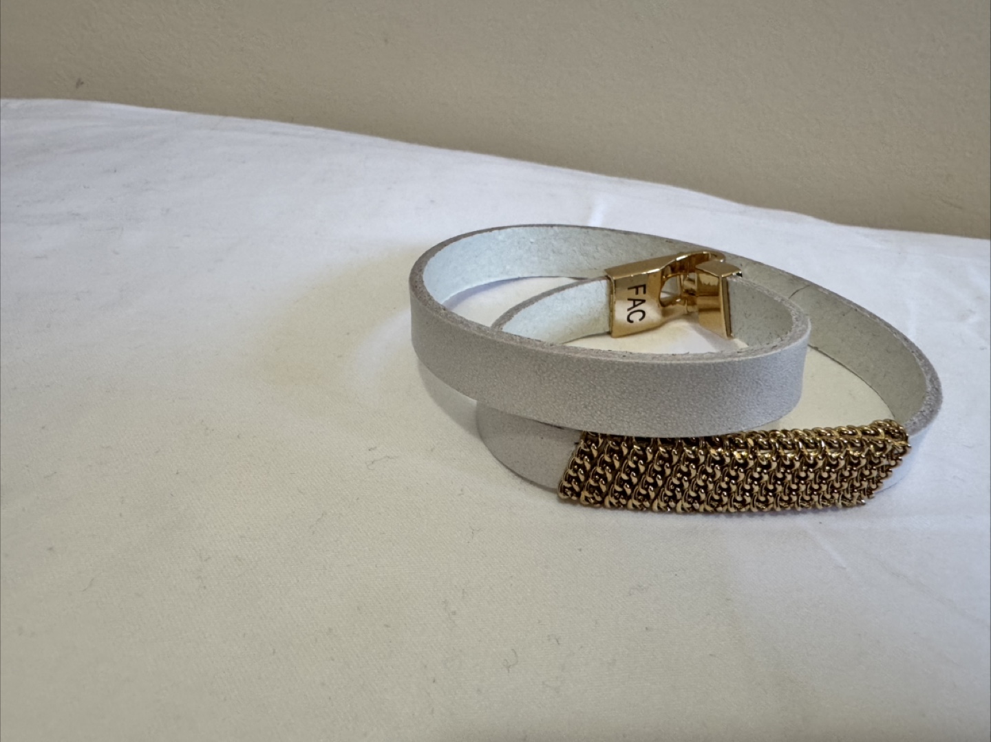 FAC Leather Bracelet - White & Gold - photo 5