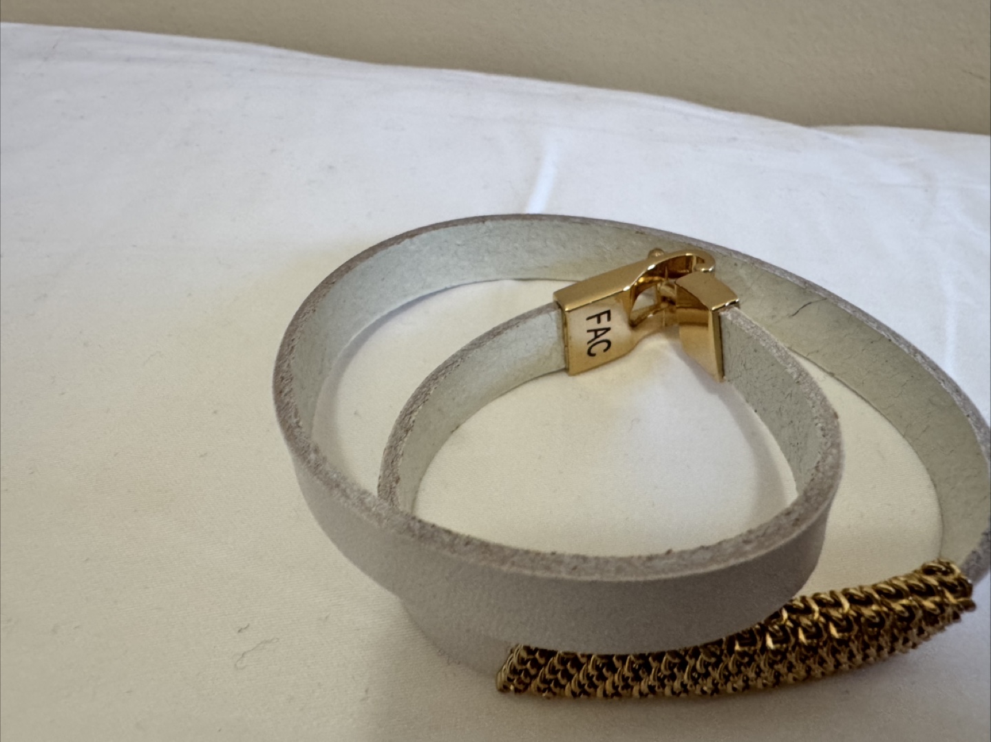 FAC Leather Bracelet - White & Gold - photo 2
