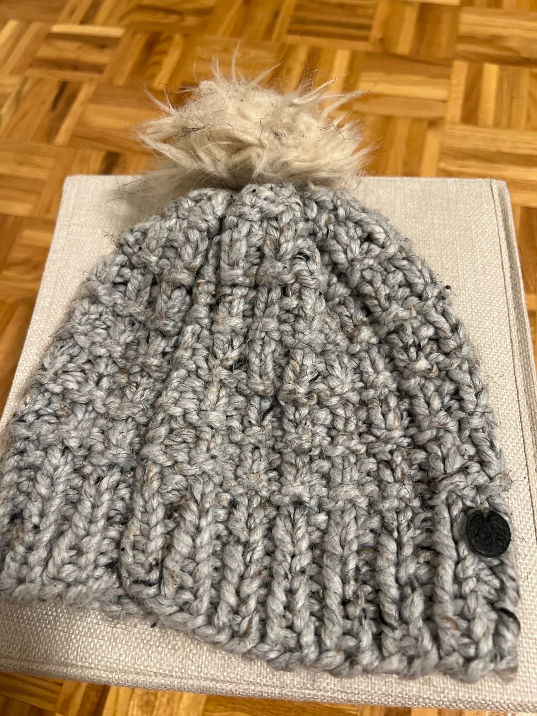 Grey Knit Toque with Pom Pom thumbnail
