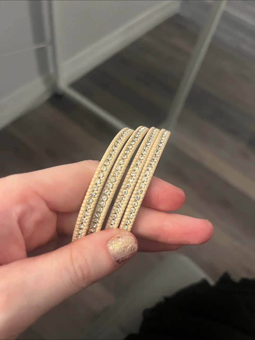 Pink rhinestone bangles - set of 4 thumbnail