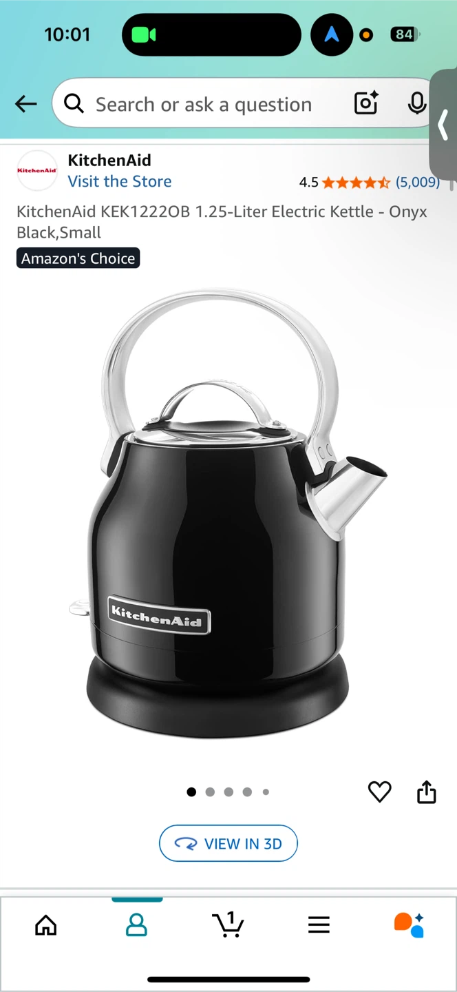 KitchenAid KEK1222OB 1.25-Liter Electric Kettle - Onyx Black