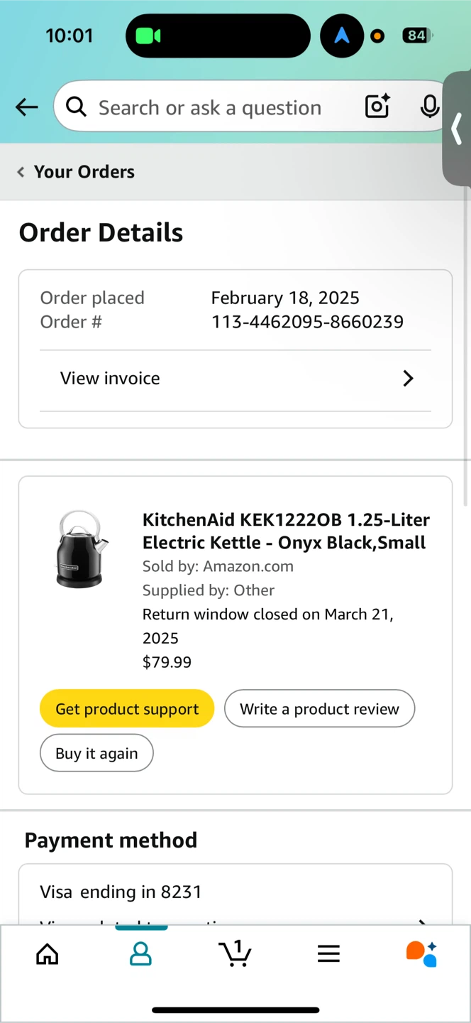 KitchenAid KEK1222OB 1.25-Liter Electric Kettle - Onyx Black - photo 2
