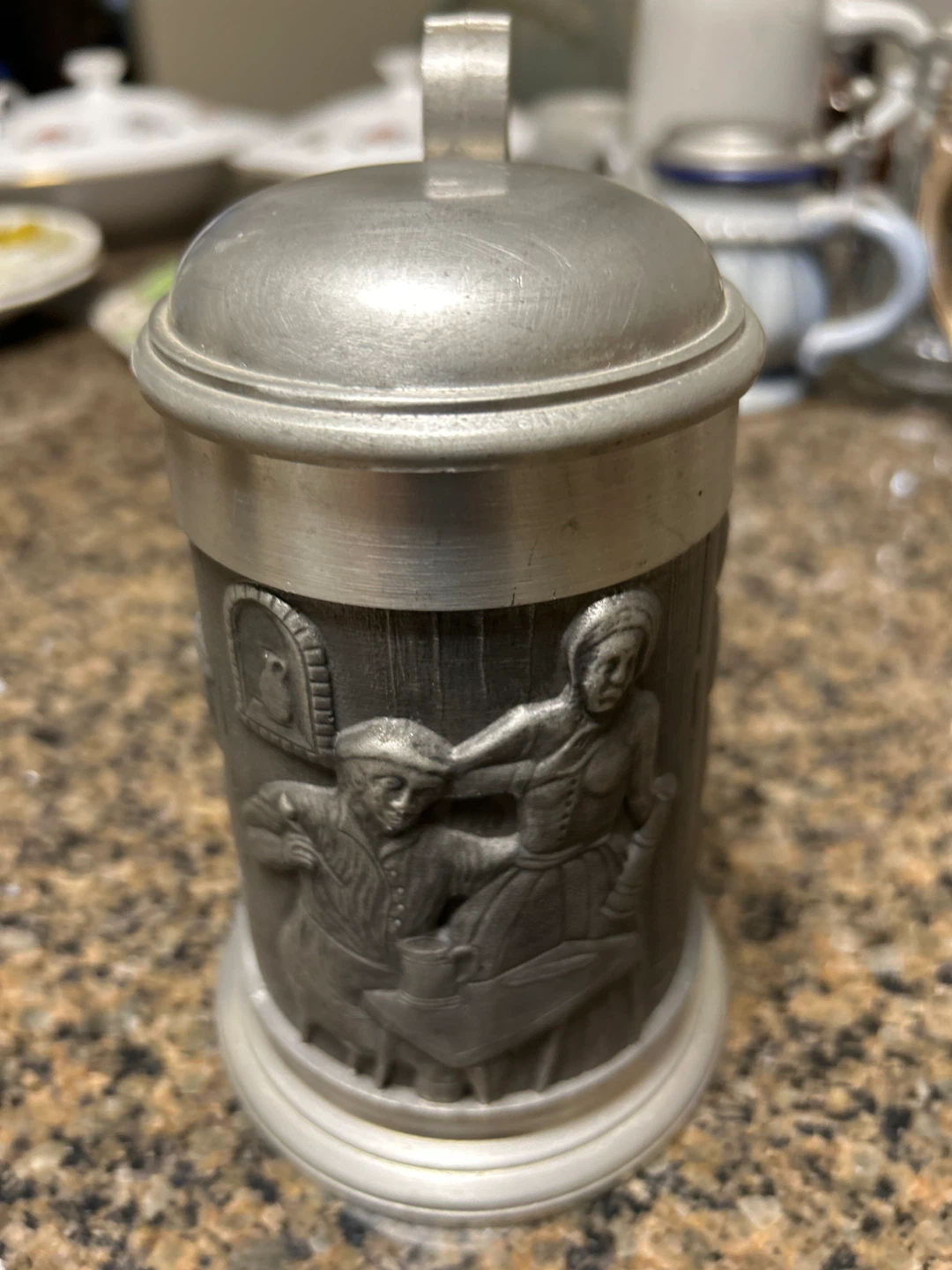 Vintage Pewter Beer Stein with Wood Handle - photo 3