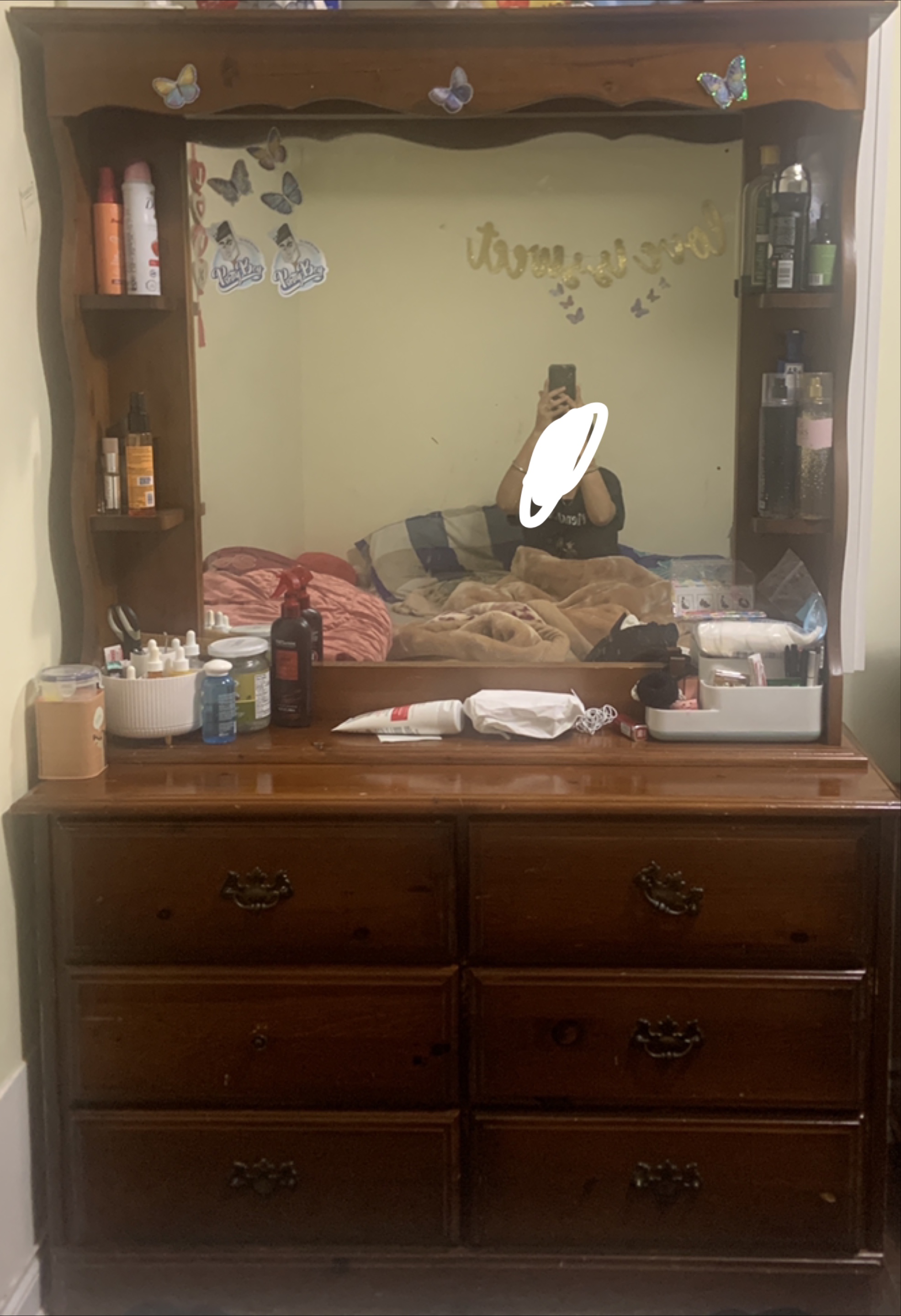 Wooden Dresser with Mirror