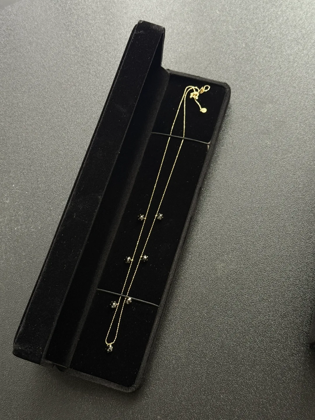 K18 YG Black Diamond Station Necklace, 2.00CT - Real Gold thumbnail