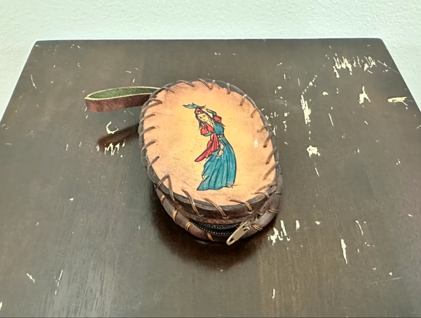 Vintage Genuine Leather Hand-Painted Coin Purse image indicator(2)