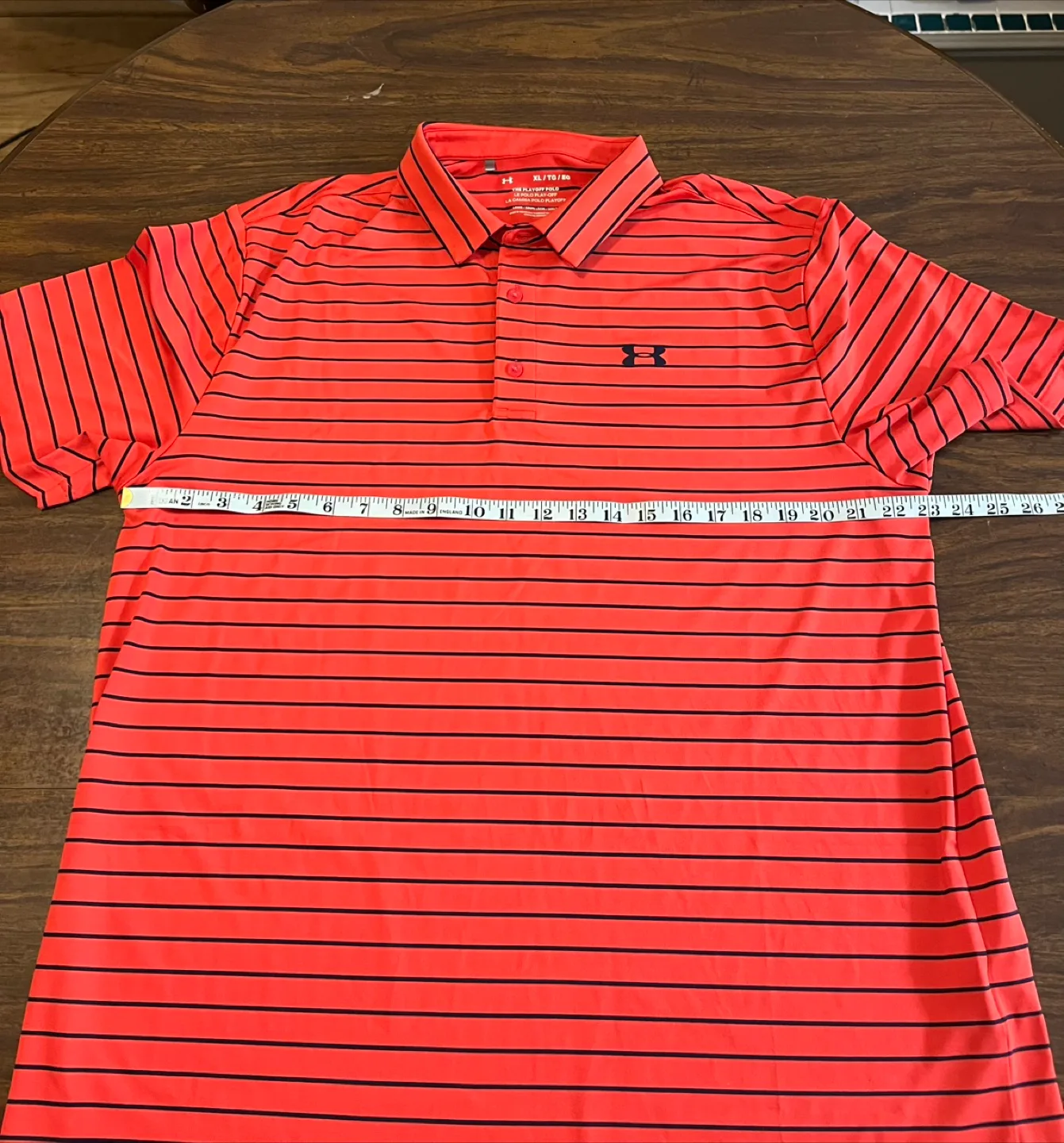 Under Armour Men’s Extra Large Orange Striped Playoff Polo image indicator(4)