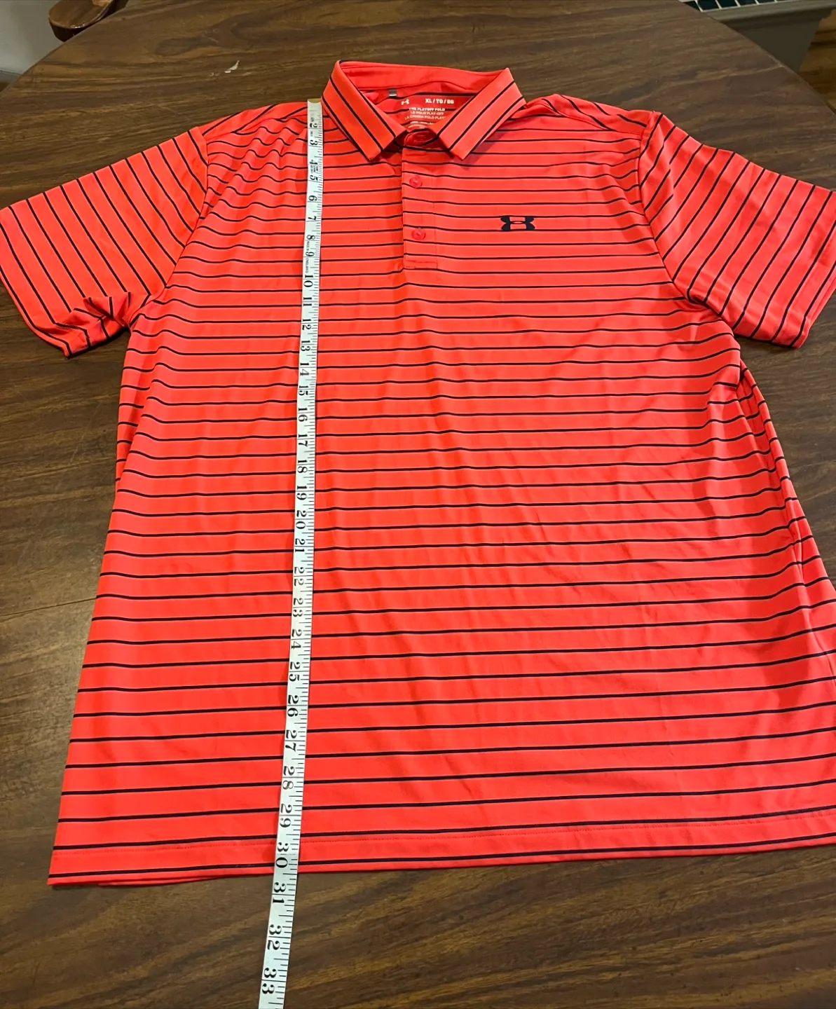 Under Armour Men’s Extra Large Orange Striped Playoff Polo image indicator(3)