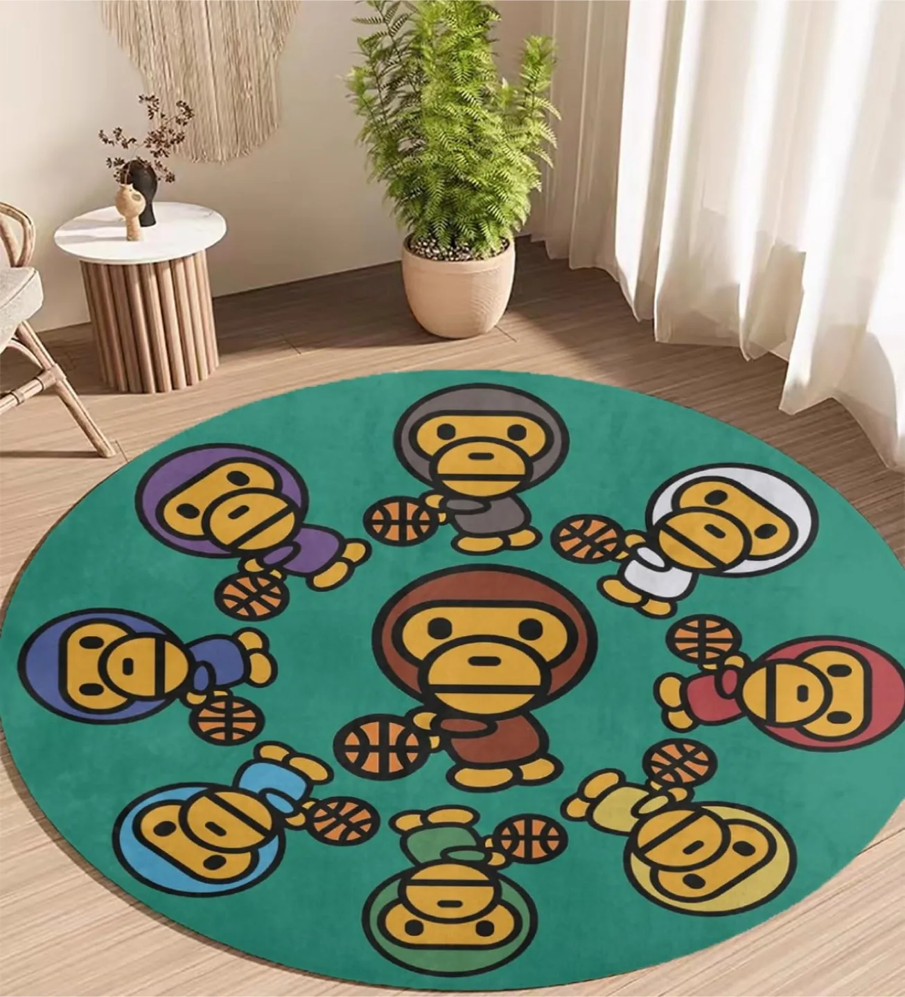 Monkey Print Round Rug - Soft Imitation Cashmere thumbnail