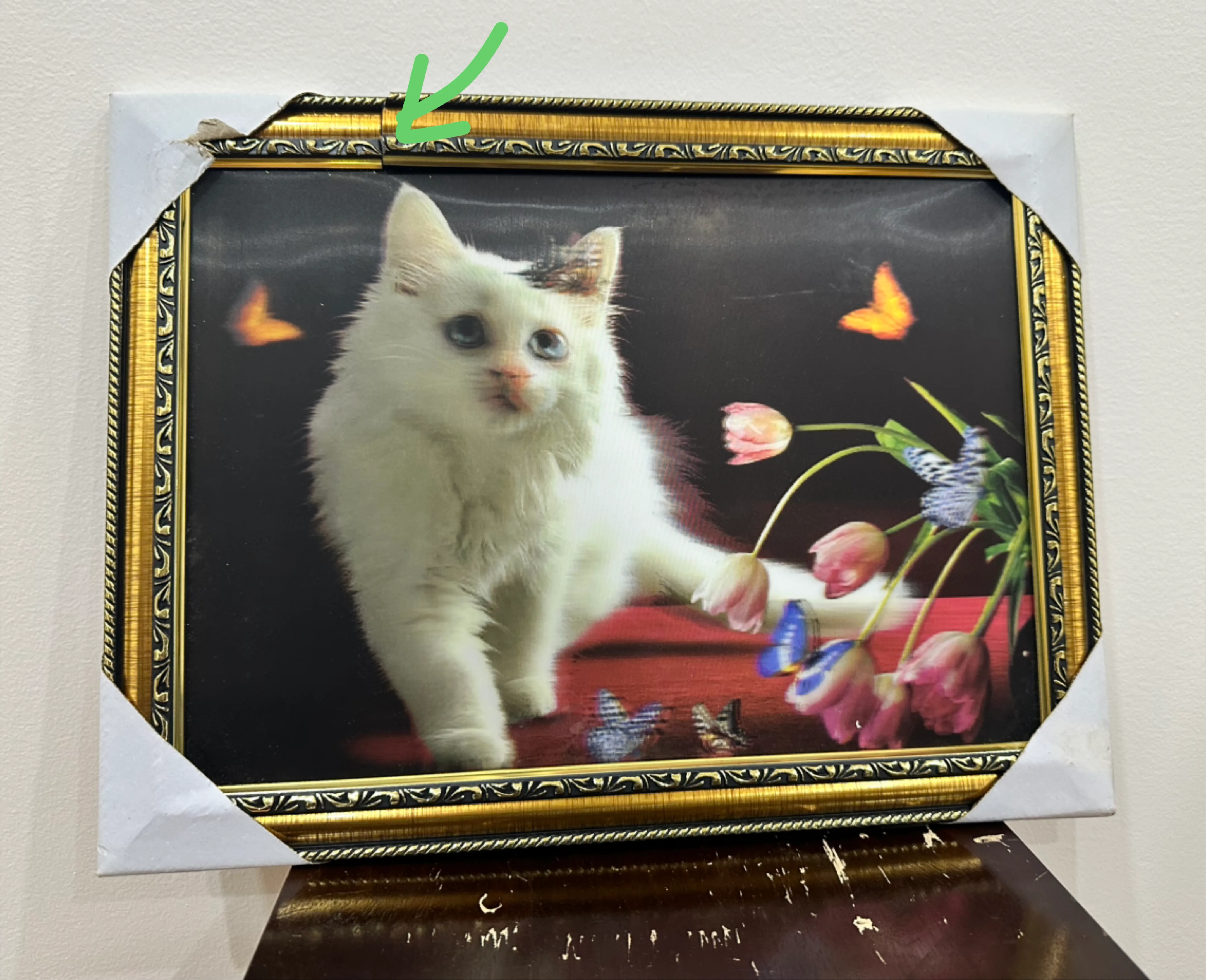 Framed Cat & Flowers Holographic Picture image indicator(2)