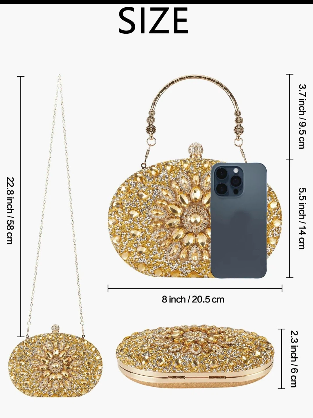 Gold Beaded Evening Clutch Bag - photo 2