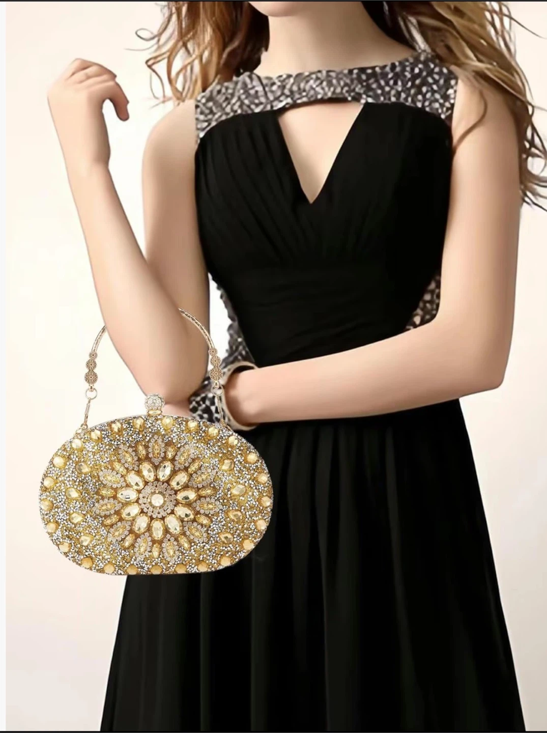 Gold Beaded Evening Clutch Bag - photo 4
