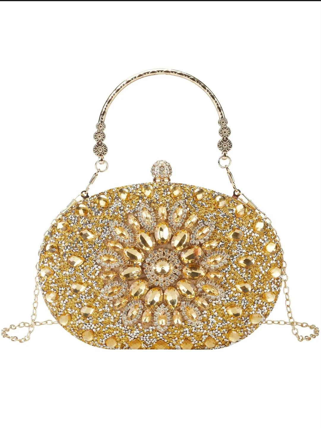 Gold Beaded Evening Clutch Bag