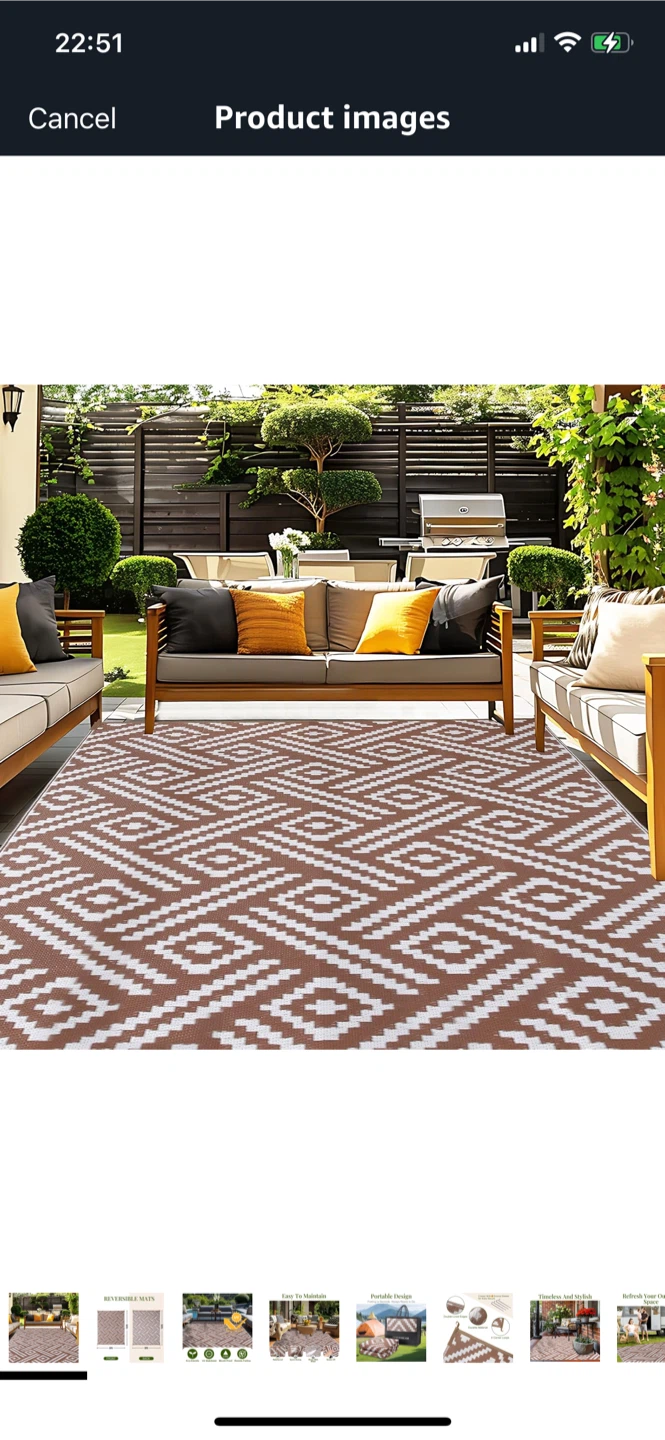 5x8 Ft, Outdoor Rug Waterproof Rug for Patio, Reversible